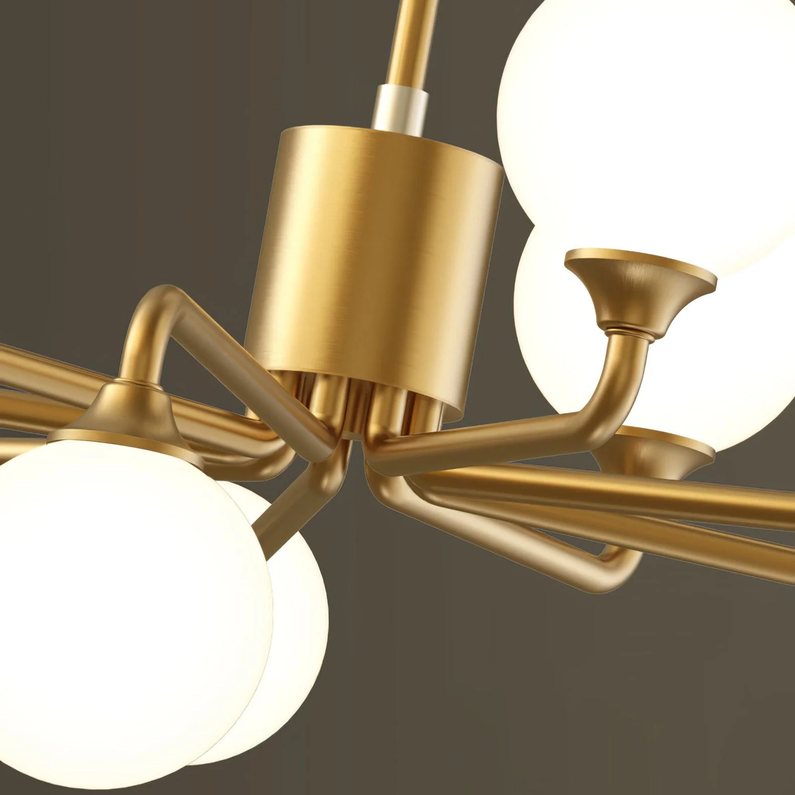 Люстра Staggered Glass Globes - 12 подвесов ∅113см x 29см, золотой, белый