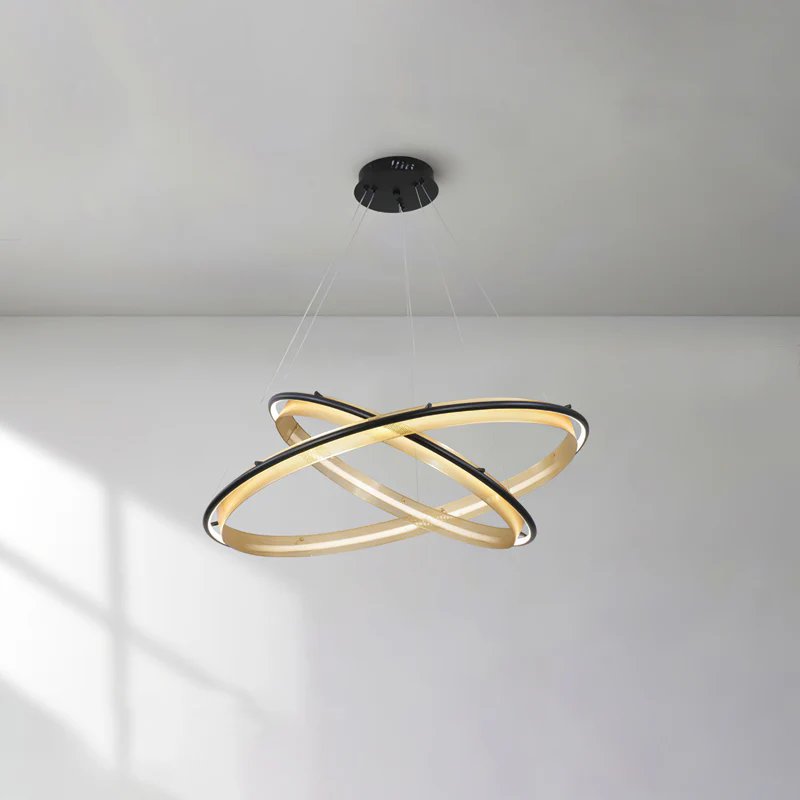 Люстра Acrylic LED Round - 3 яруса: ∅60см + ∅80см + ∅100см, черный, янтарь, теплый свет