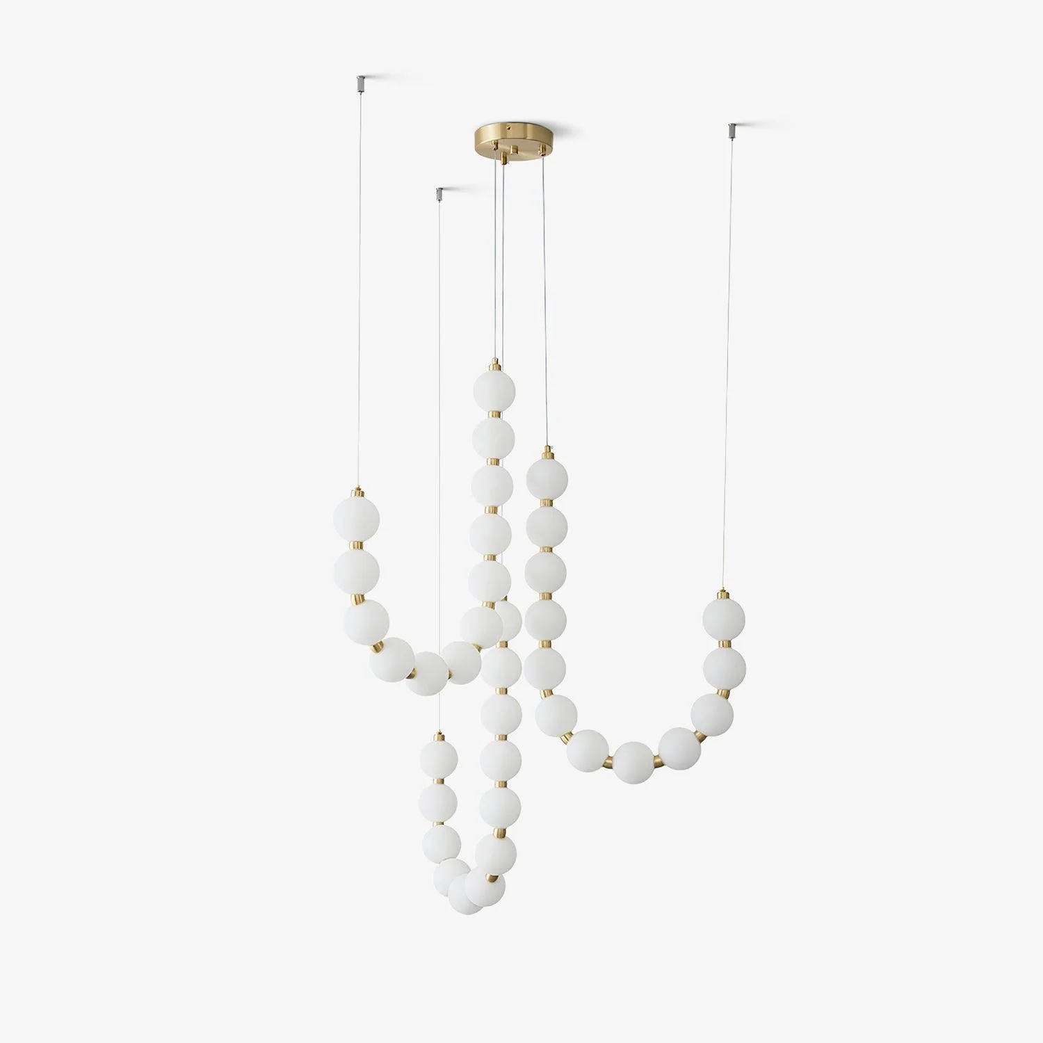 Люстра Acrylic Pearl Necklace - ∅70см x 200см, латунь, белый, теплый свет