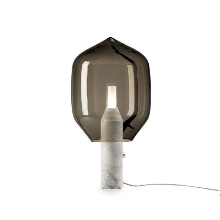 Настольный светильник Lighthouse - ∅22см x 48см, черный мрамор, дымчатое стекло