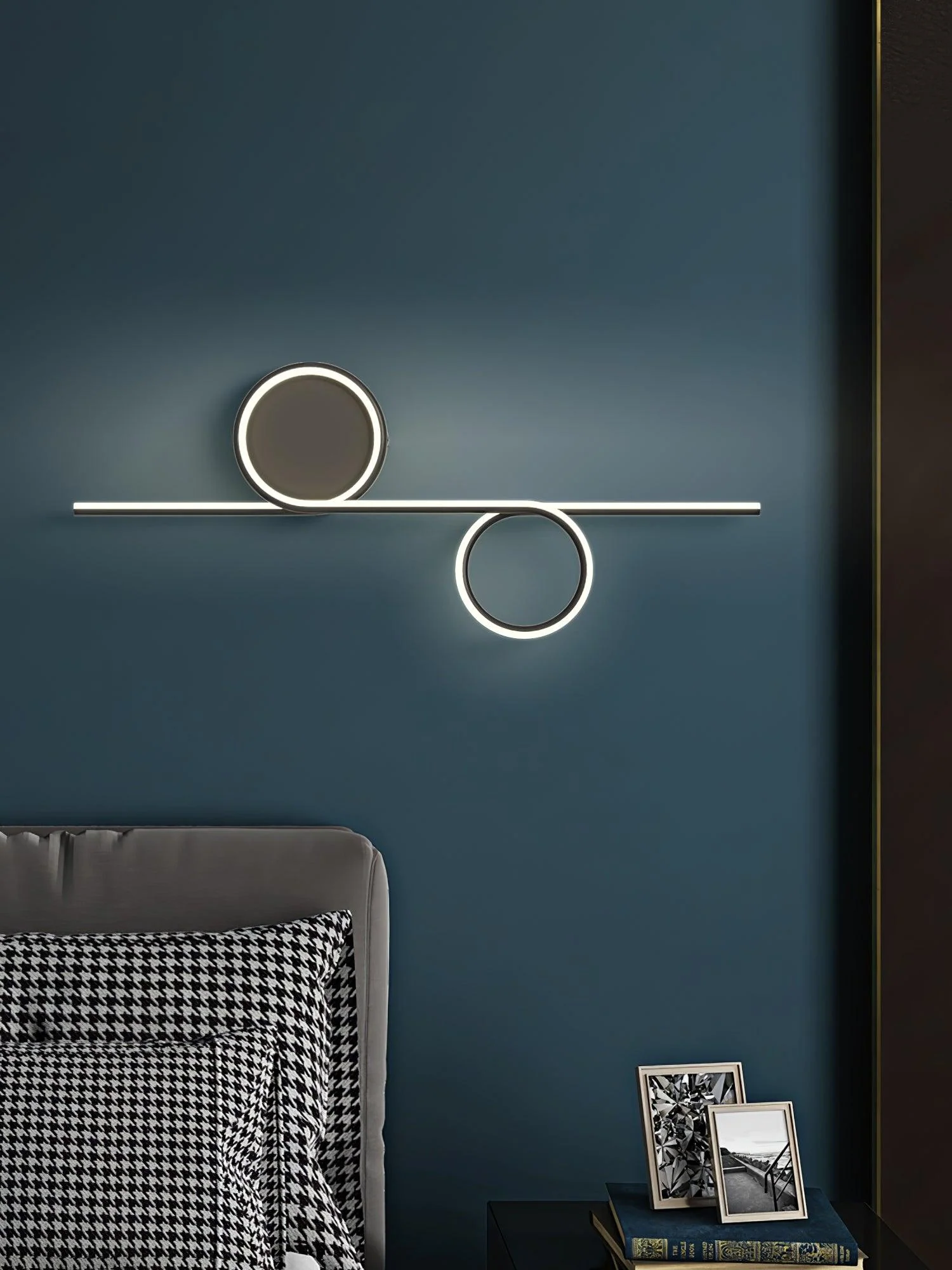 Rhythmic Line Wall Light - 1 ring ∅ 23.6″ x H 7.1″ / Dia 60cm x H 18cm Set of 2 / Black / Three-Color Changing Light
