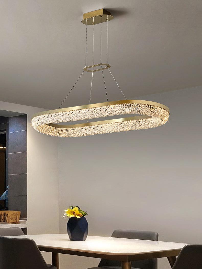 Люстра Round Ring Crystal - 90см x 35см x 7см, золотой, теплый свет