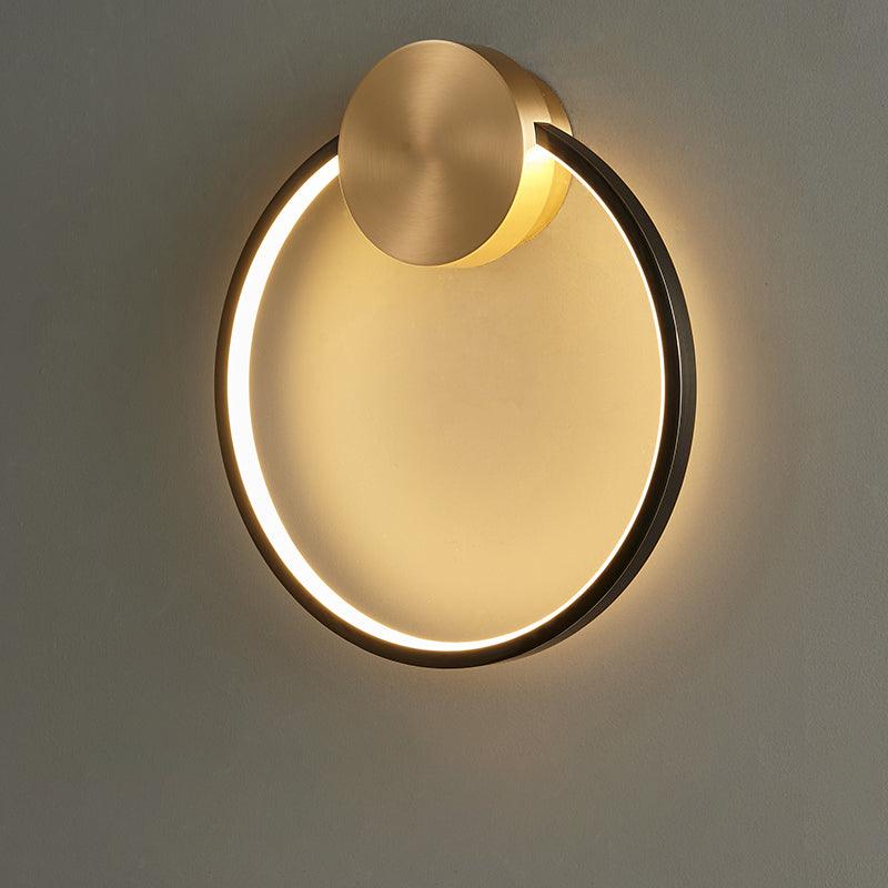 Ring Shaped LED Wall Light - Dia 20cm Set of 2 / Black & Brass / Three-Color Changing Light