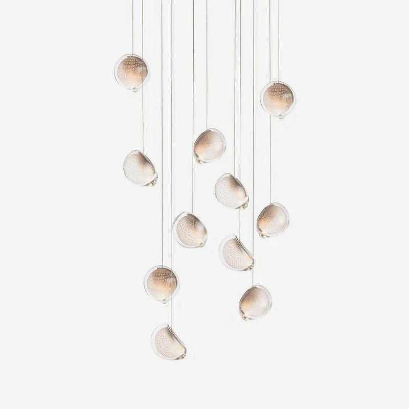 Подвесной светильник Mesh Glass - 5 подвесов ∅15см x 150см, холодный свет