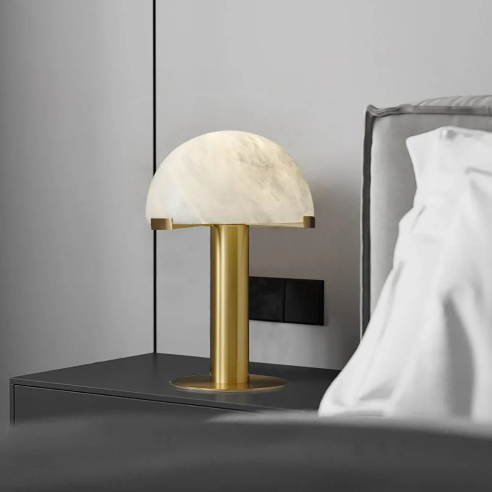 Настольный светильник Elegance Alabaster - ∅30см x 50см, золотой, белый, стекло