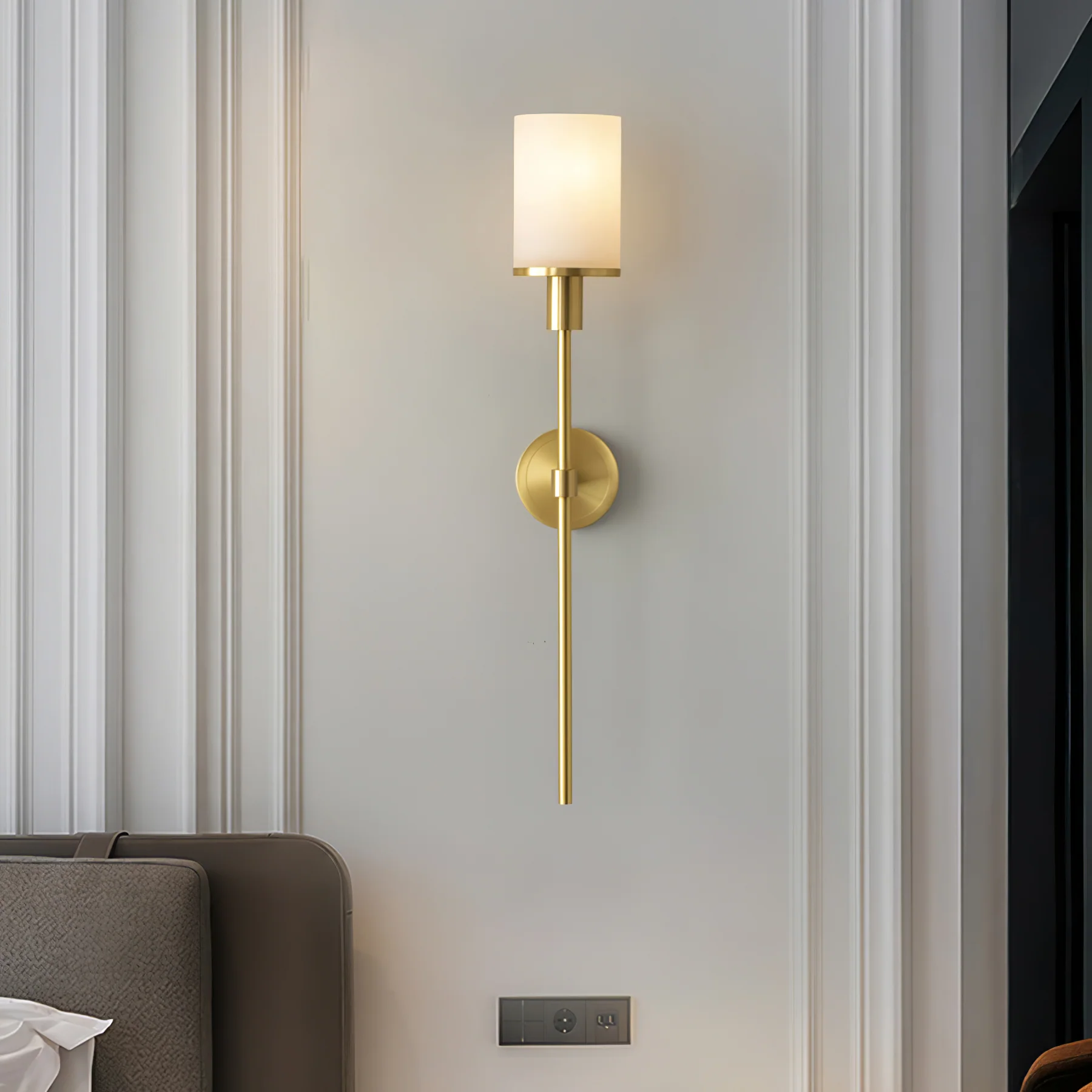 Tracie Classic Sconce - ∅ 3.9″ x H 23.6″ & Alabaster / Copper / Set Of 2