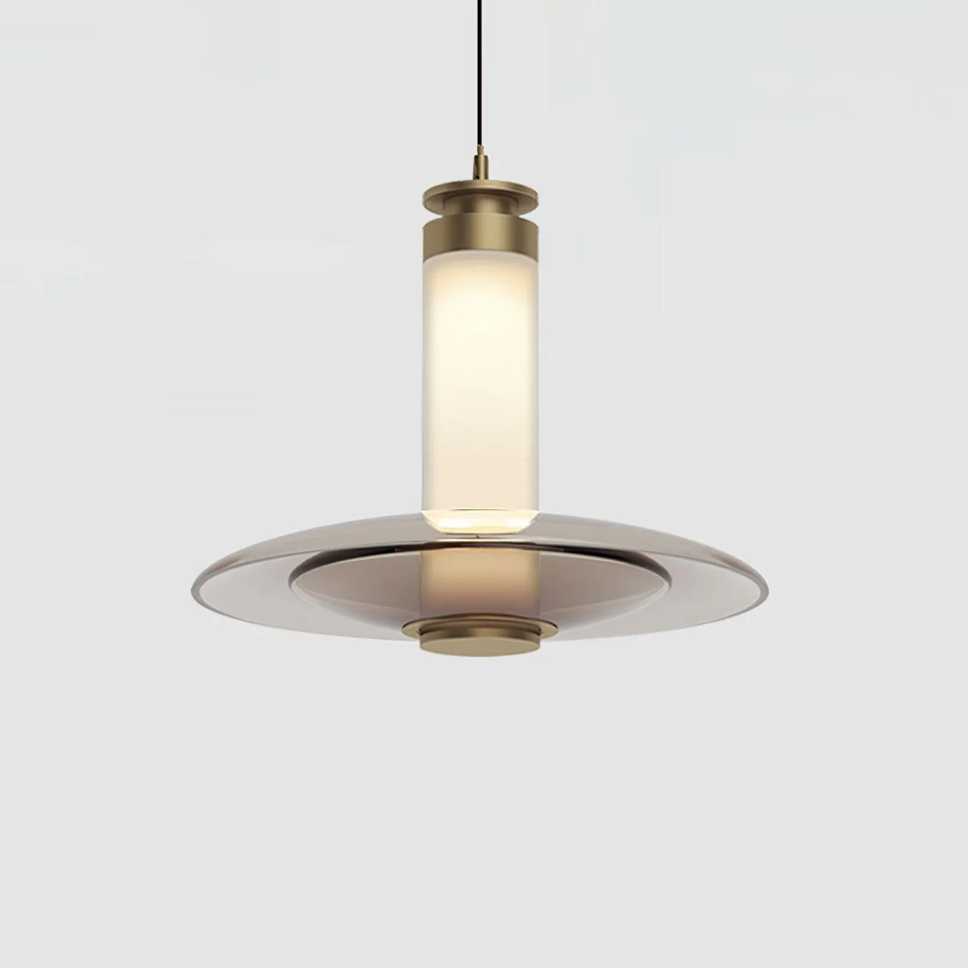 Подвесной светильник Float Glass - модель A ∅30см x 13см, янтарь, золотой, холодный свет