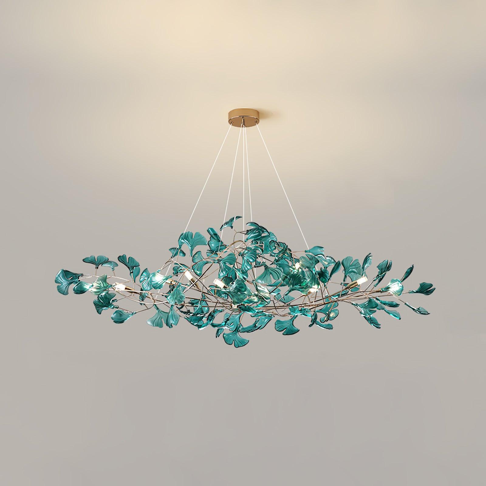 Люстра Acrylic Ginkgo Leaf - 150см x 45см x 45см, золотой, темно-зеленый