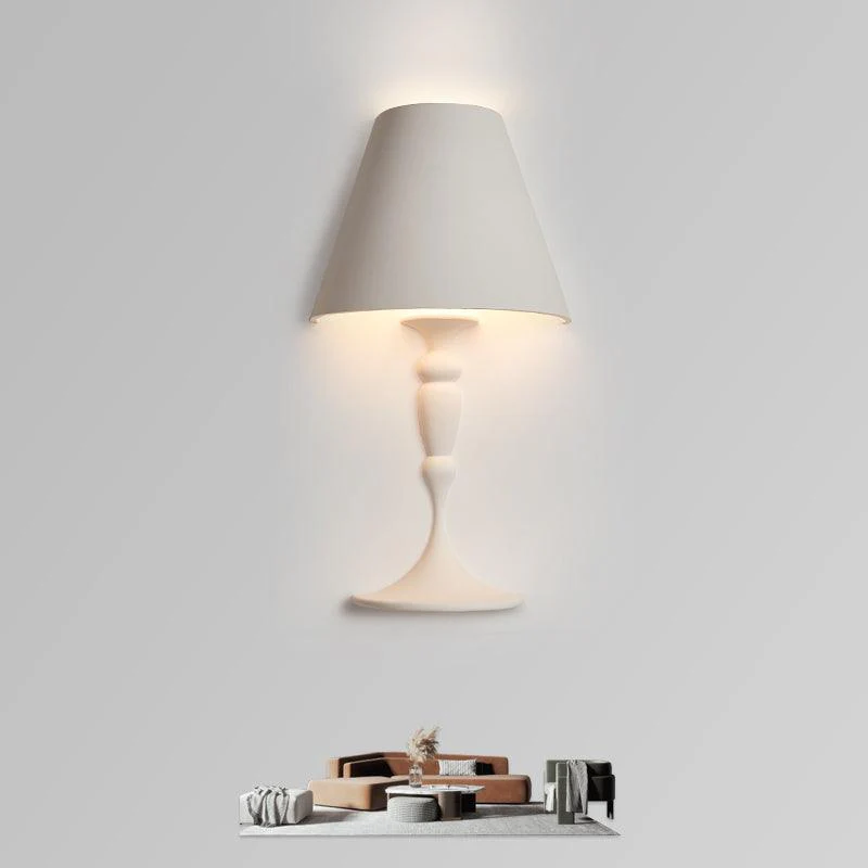 Plaster Picture Wall Lamp - ∅ 15.6″  x H 25.8″ / Dia 39.5cm x H 65.5cm Set of 2 / White / Cool Light