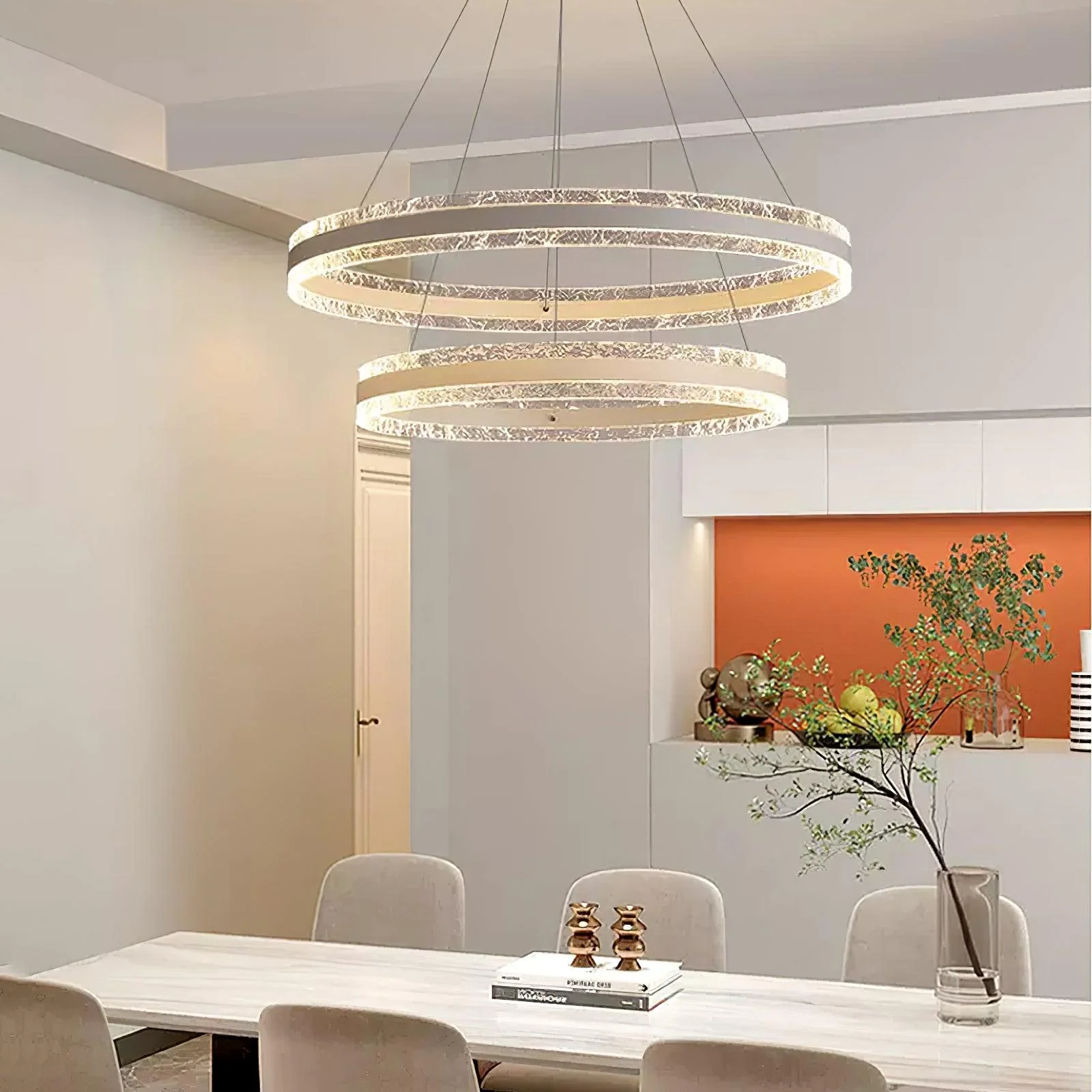 Люстра Modern Circle LED - один уровень ∅60см х 120см, белый, диммер, пульт ДУ