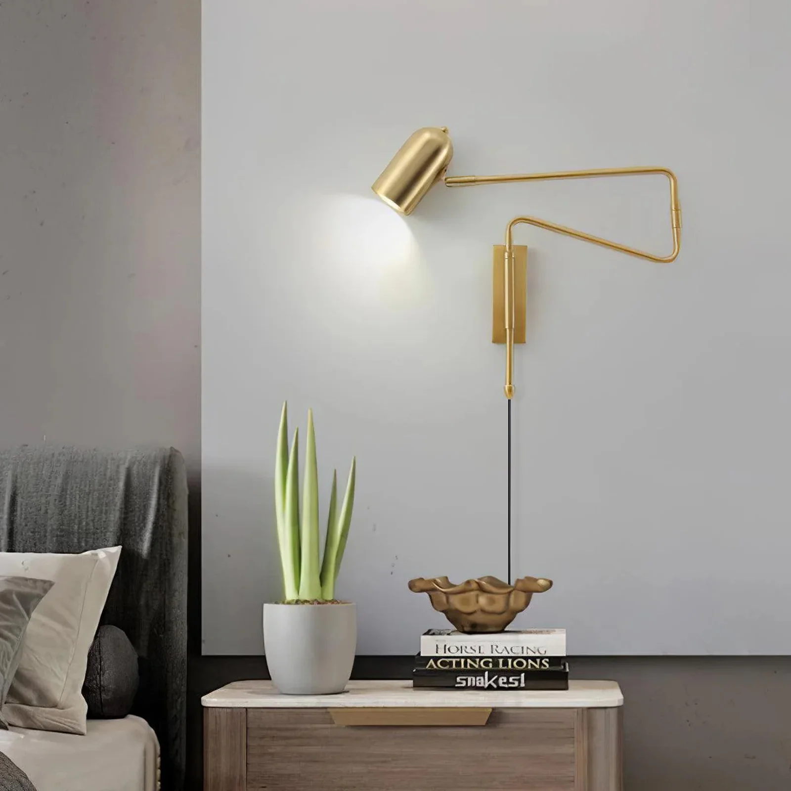 Настенный светильник Adjustable Arm Plug In - модель A, 42см x 41см, золотой