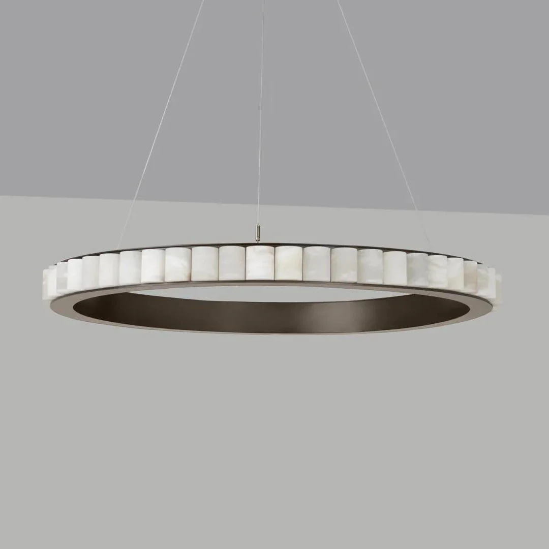 Люстра Alabaster Avalon Halo - ∅60см x 8см, черный, теплый свет