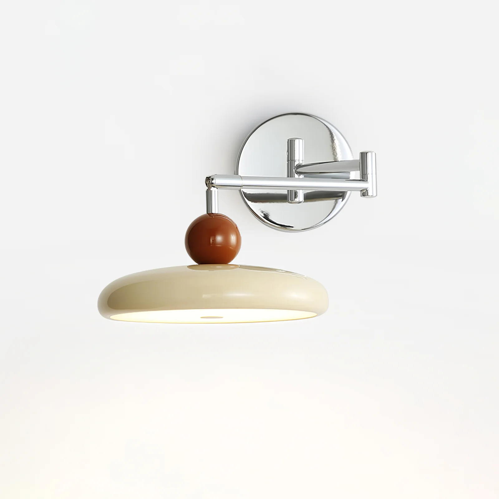 Lola Swing Arm Wall Lamp - ∅ 7.9″ x H 4.7″ / Dia 20cm x H 12cm / Beige & Warm Light / Set of 2