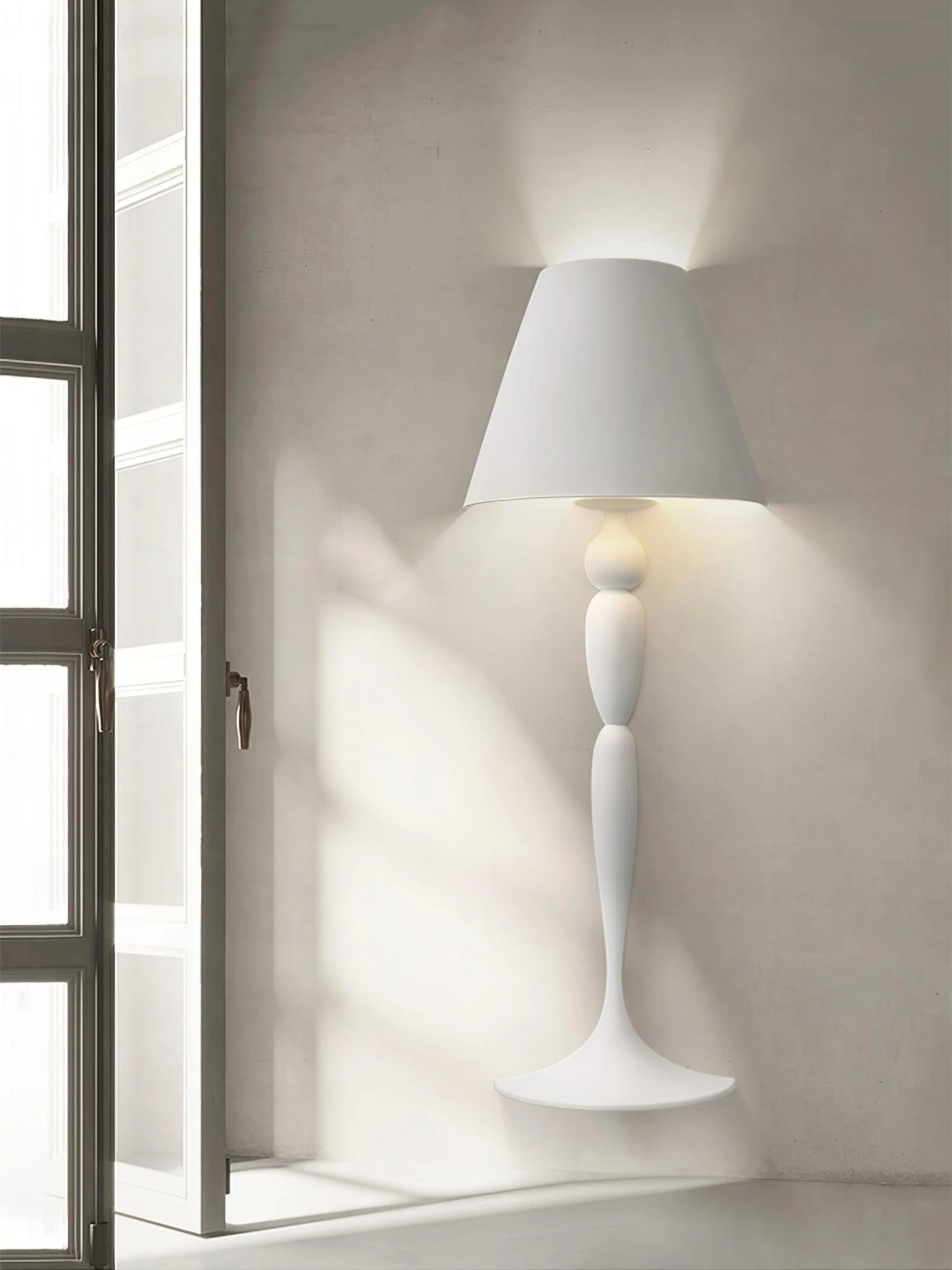 Plaster Picture Wall Lamp - ∅ 15.6″  x H 25.8″ / Dia 39.5cm x H 65.5cm Set of 2 / White / Cool Light