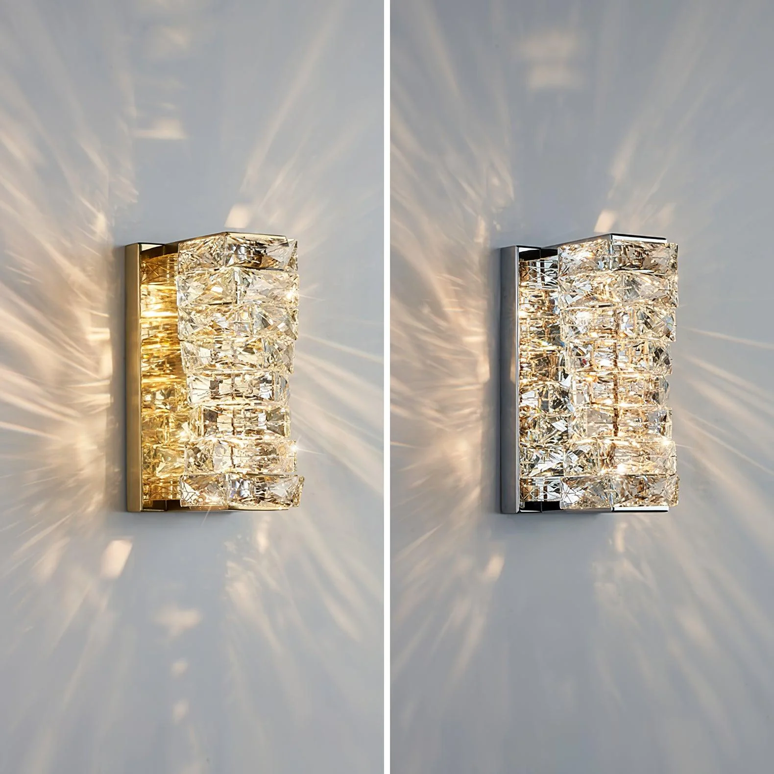 Настенный светильник Laminated Crystal - ∅12см х 46см, хром, холодный свет