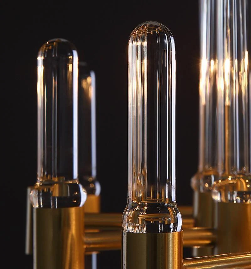 Люстра Vintage Antique Brass - 10 плафонов ∅62см х 60см, латунь, прозрачный кристалл