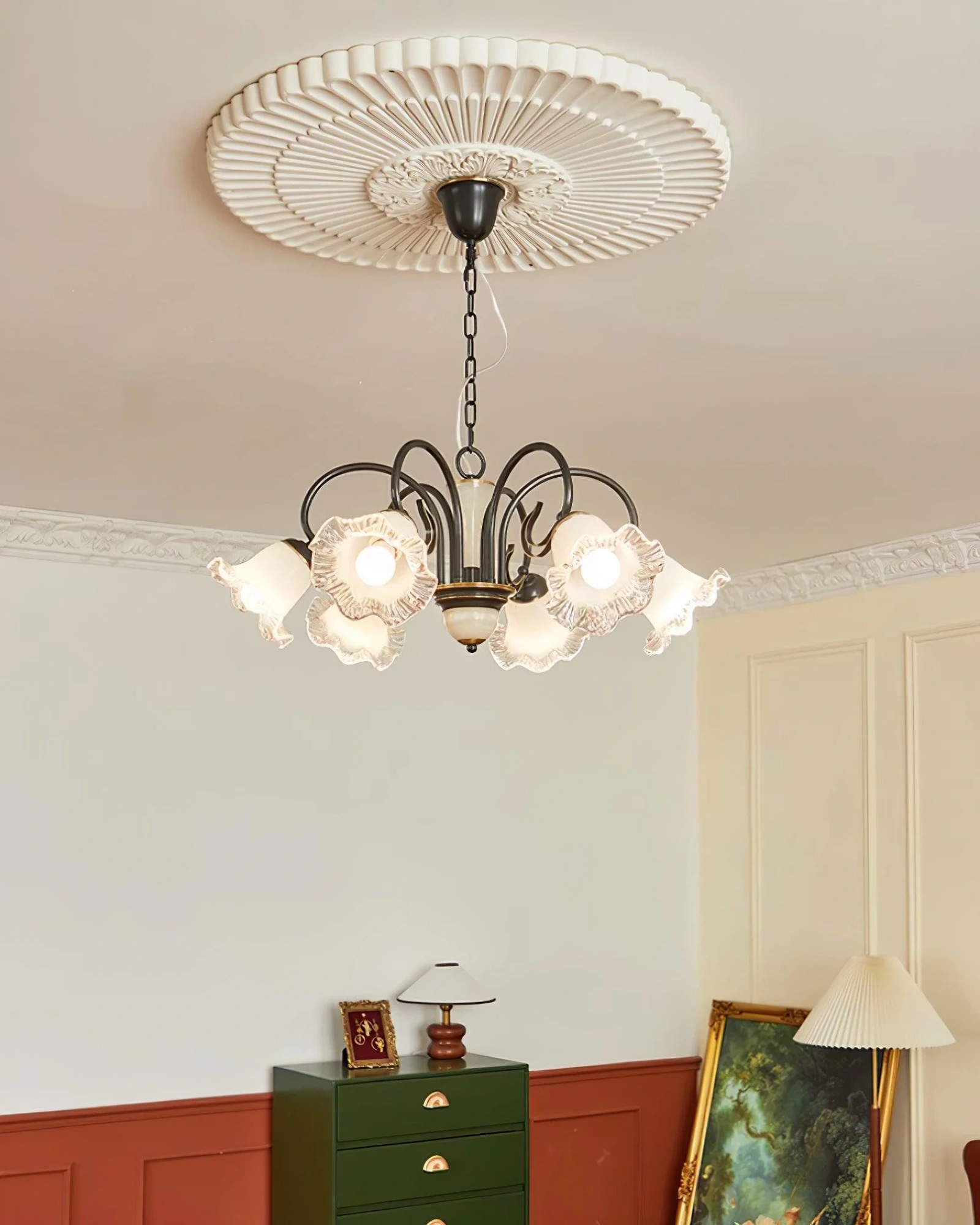 Люстра Luce Black - 8 подвесов ∅100см x 42см, черный, белый