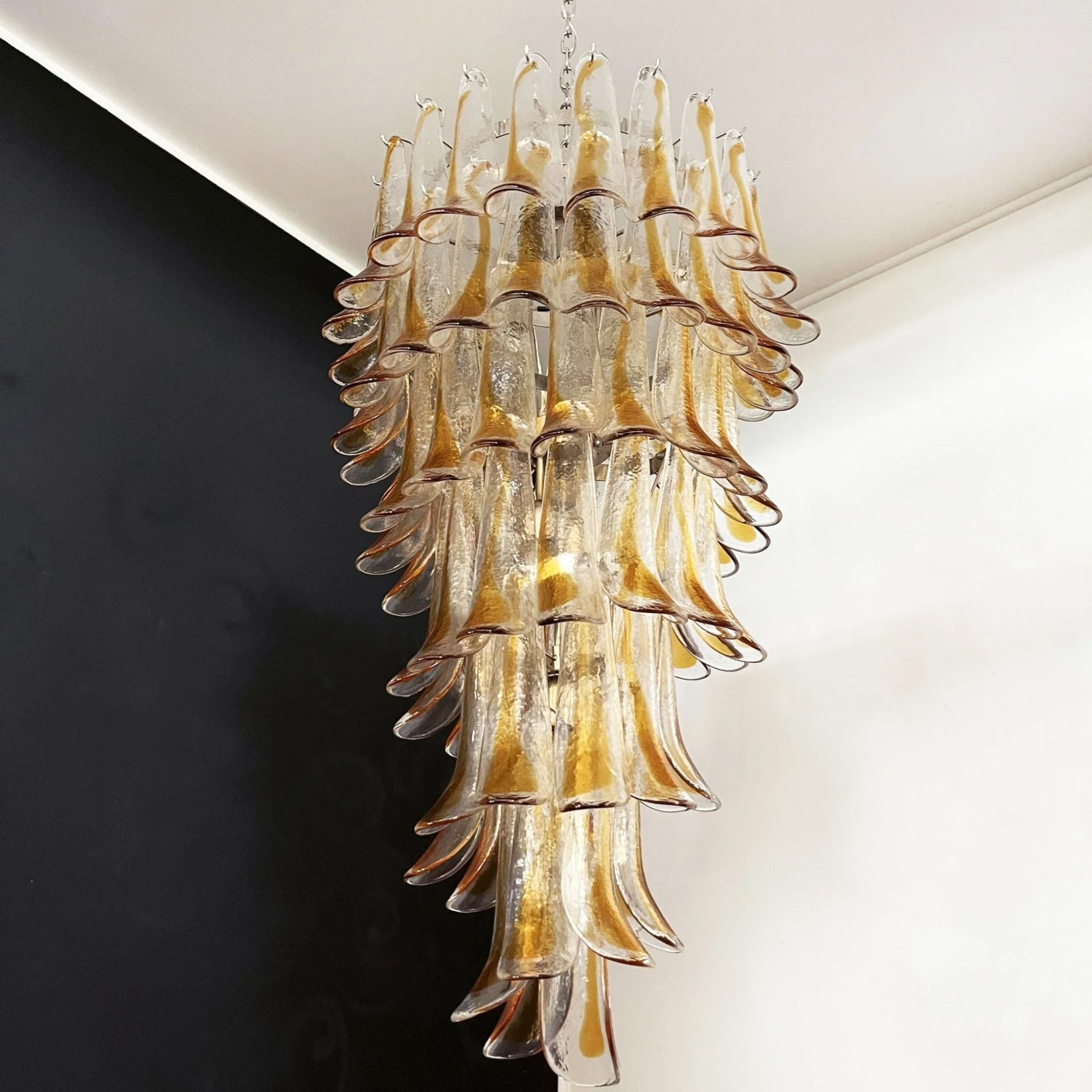 Люстра Marigold Murano - ∅64см x 120см, янтарь, никель