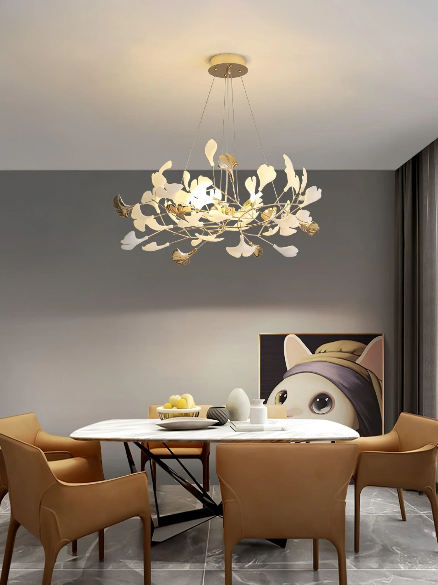 Люстра Gingko R - модель C, 150см x 45см x 45см, золотой, белый
