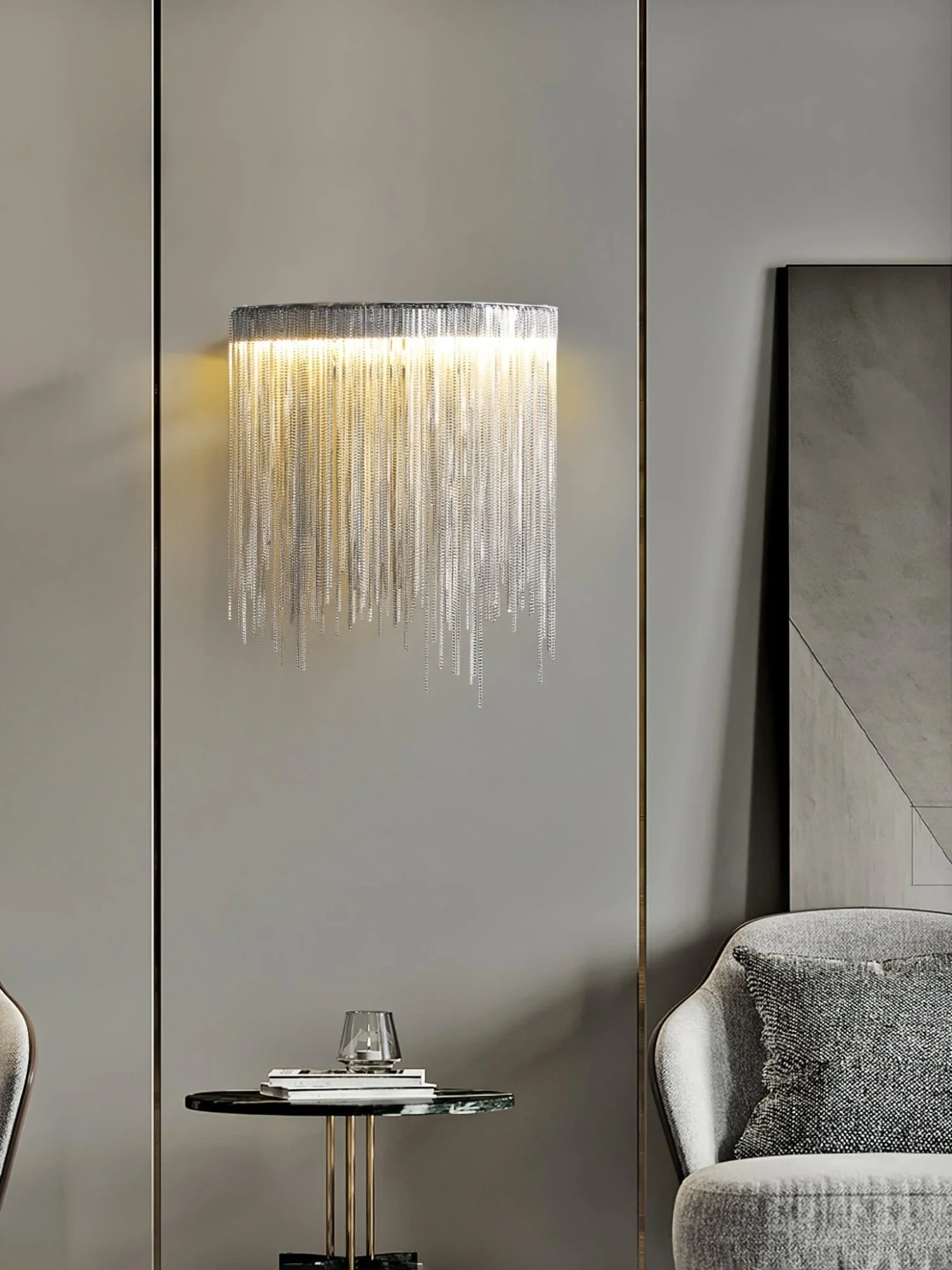 Настенный светильник Cadena Tassel - 26см x 13см x 27см, хром, теплый свет