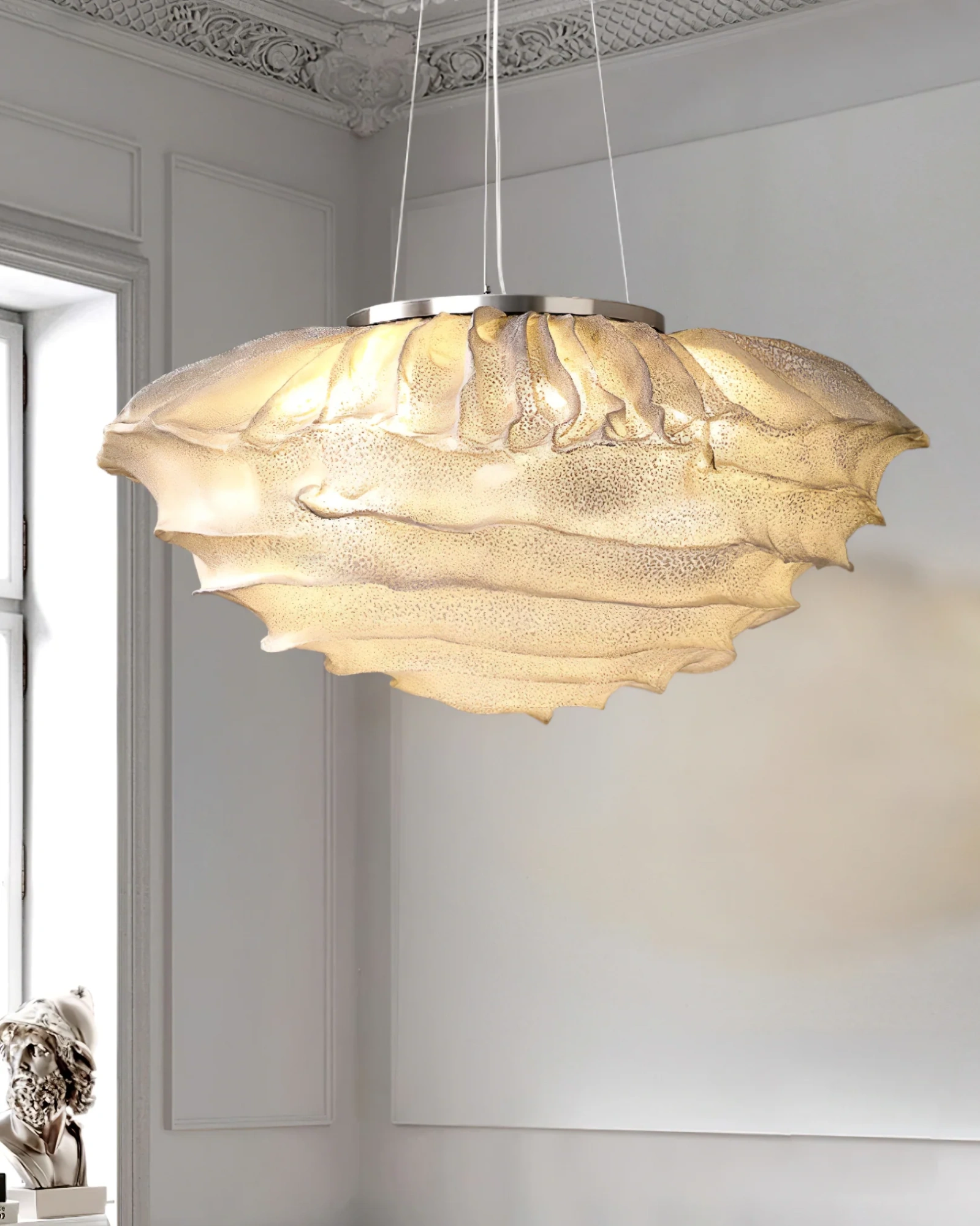Подвесной светильник Opulent Cloud - ∅75см x 35см, нержавеющая сталь, белый