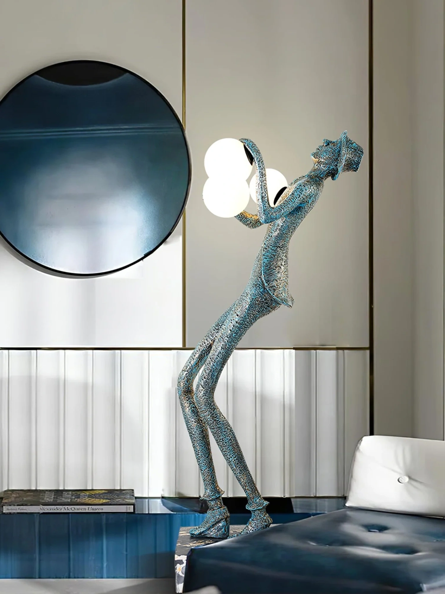 Торшер Gentleman Sculpture - ∅70см x 181см, черный, белый