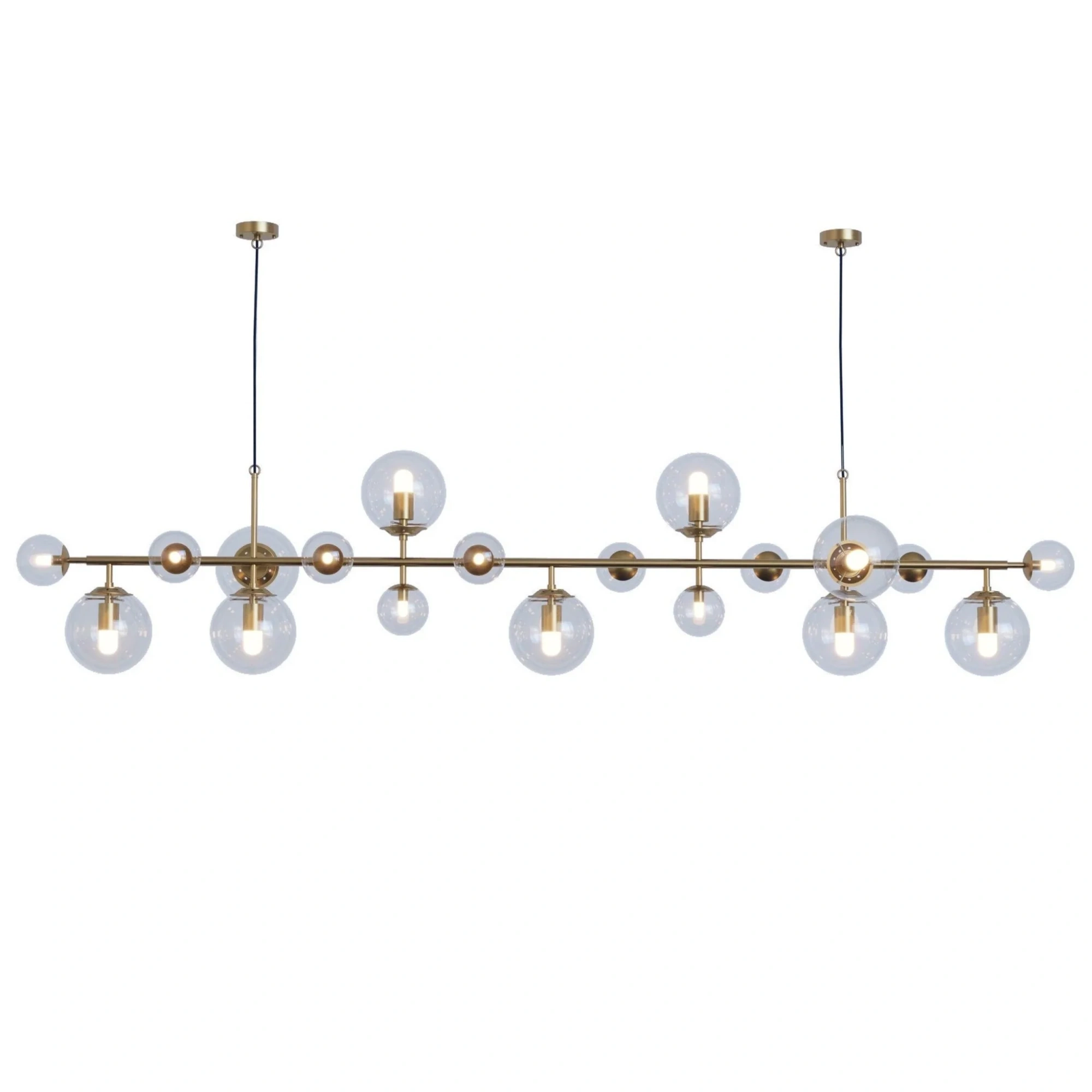 Люстра Brass Glass Globe - 250см x 60см x 60см, латунь, прозрачное стекло